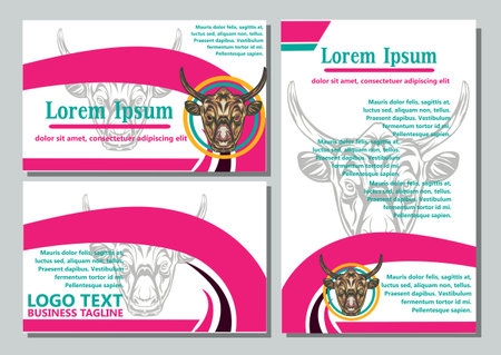 design creative display layouts or cards with buffalo models as basic imagesのイラスト素材