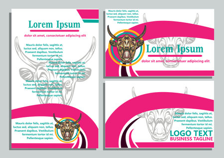 design creative display layouts or cards with buffalo models as basic imagesのイラスト素材