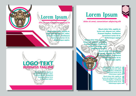 design creative display layouts or cards with buffalo models as basic imagesのイラスト素材