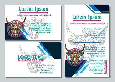 design creative display layouts or cards with buffalo models as basic imagesのイラスト素材