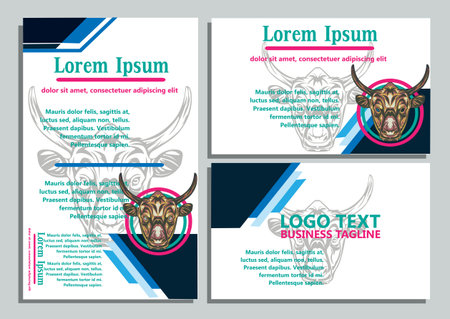 design creative display layouts or cards with buffalo models as basic imagesのイラスト素材