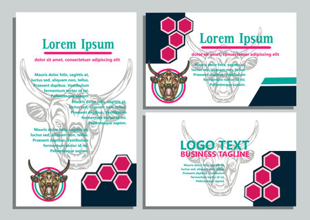design creative display layouts or cards with buffalo models as basic imagesのイラスト素材
