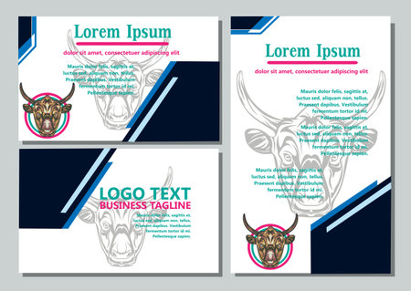 design creative display layouts or cards with buffalo models as basic imagesのイラスト素材