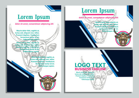 design creative display layouts or cards with buffalo models as basic imagesのイラスト素材