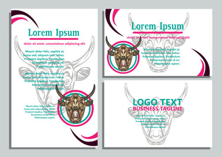 design creative display layouts or cards with buffalo models as basic imagesのイラスト素材