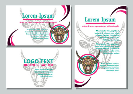 design creative display layouts or cards with buffalo models as basic imagesのイラスト素材