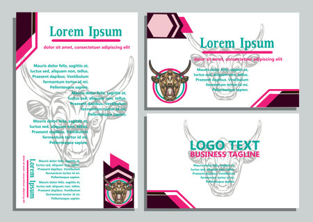design creative display layouts or cards with buffalo models as basic imagesのイラスト素材