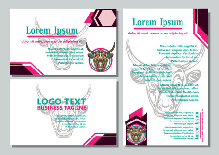 design creative display layouts or cards with buffalo models as basic imagesのイラスト素材