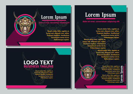 design creative display layouts or cards with buffalo models as basic imagesのイラスト素材