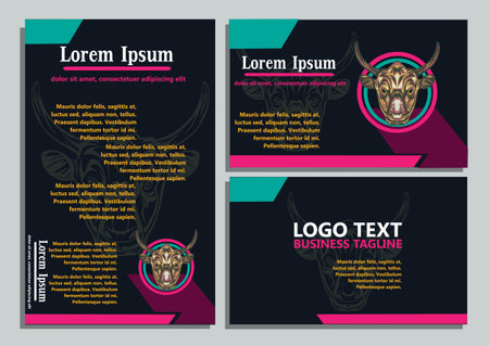design creative display layouts or cards with buffalo models as basic imagesのイラスト素材