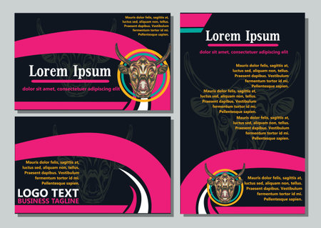 design creative display layouts or cards with buffalo models as basic imagesのイラスト素材