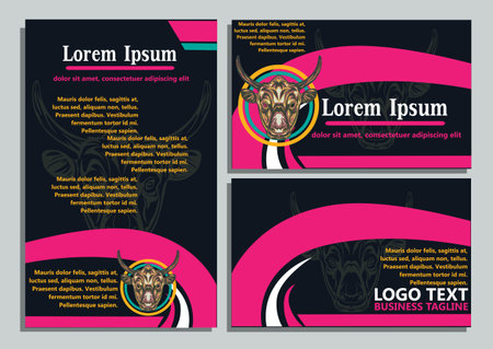 design creative display layouts or cards with buffalo models as basic imagesのイラスト素材