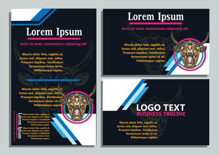 design creative display layouts or cards with buffalo models as basic imagesのイラスト素材