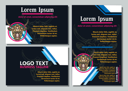 design creative display layouts or cards with buffalo models as basic imagesのイラスト素材