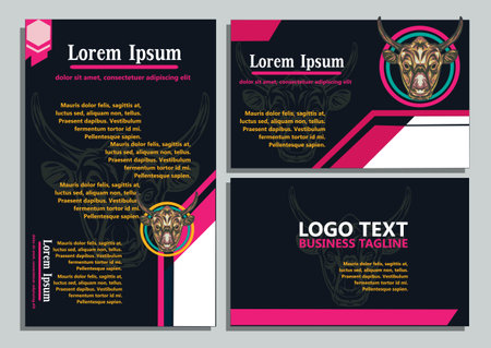 design creative display layouts or cards with buffalo models as basic imagesのイラスト素材