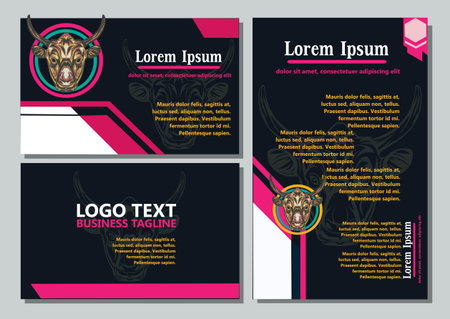 design creative display layouts or cards with buffalo models as basic imagesのイラスト素材