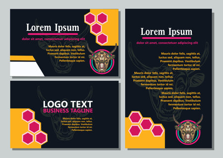 design creative display layouts or cards with buffalo models as basic imagesのイラスト素材