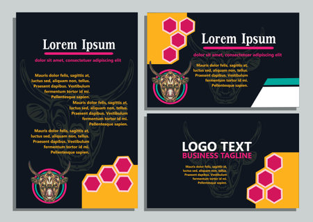 design creative display layouts or cards with buffalo models as basic imagesのイラスト素材
