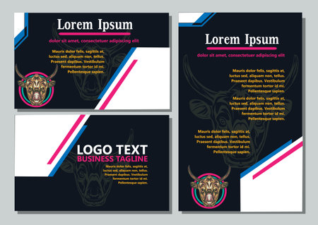 design creative display layouts or cards with buffalo models as basic imagesのイラスト素材