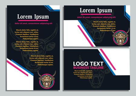 design creative display layouts or cards with buffalo models as basic imagesのイラスト素材