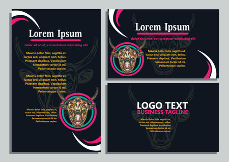 design creative display layouts or cards with buffalo models as basic imagesのイラスト素材
