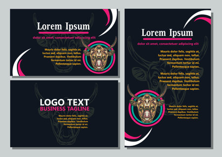 design creative display layouts or cards with buffalo models as basic imagesのイラスト素材