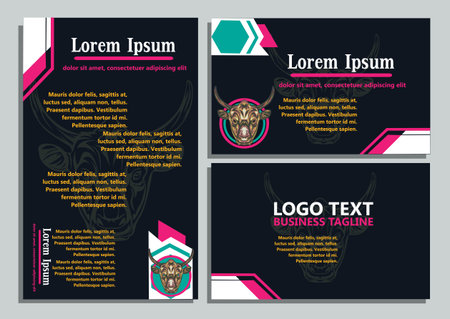 design creative display layouts or cards with buffalo models as basic imagesのイラスト素材