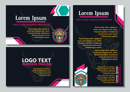 design creative display layouts or cards with buffalo models as basic imagesのイラスト素材