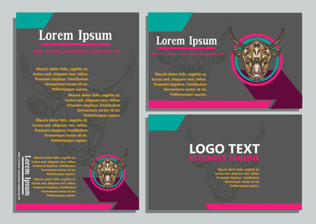 design creative display layouts or cards with buffalo models as basic imagesのイラスト素材
