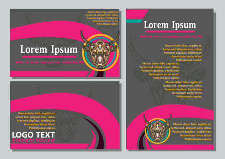 design creative display layouts or cards with buffalo models as basic imagesのイラスト素材
