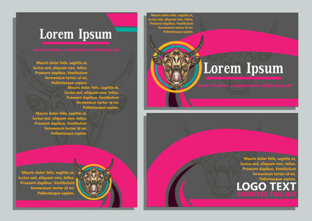 design creative display layouts or cards with buffalo models as basic imagesのイラスト素材