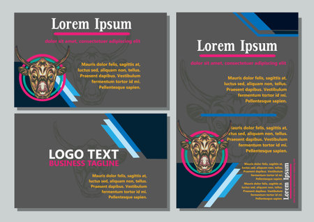design creative display layouts or cards with buffalo models as basic imagesのイラスト素材