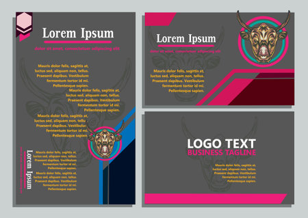 design creative display layouts or cards with buffalo models as basic imagesのイラスト素材