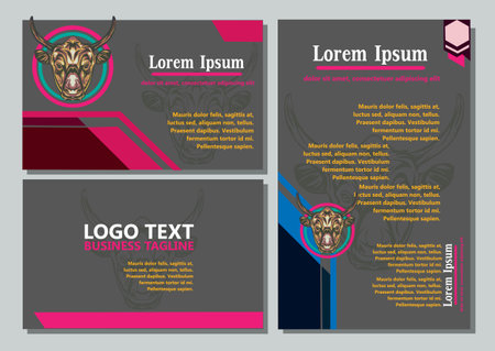 design creative display layouts or cards with buffalo models as basic imagesのイラスト素材