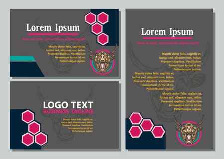 design creative display layouts or cards with buffalo models as basic imagesのイラスト素材