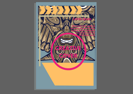 creative display layouts design with Mask as modeling and using pop art coloringのイラスト素材