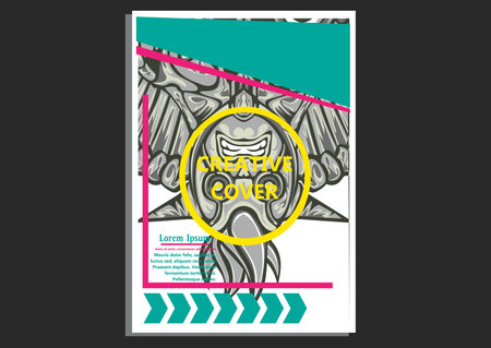 creative display layouts design with Mask as modeling and using pop art coloringのイラスト素材