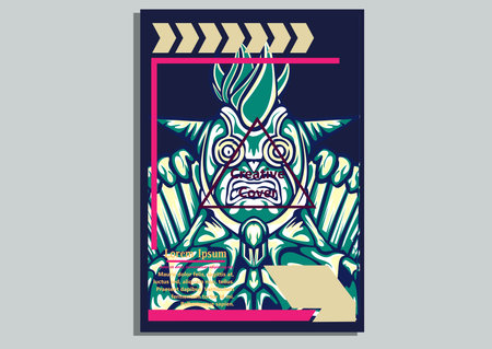 creative display layouts design with Mask as modeling and using pop art coloringのイラスト素材