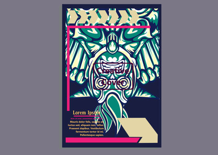 creative display layouts design with Mask as modeling and using pop art coloringのイラスト素材