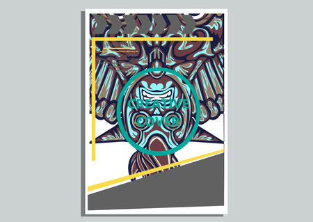 creative display layouts design with Mask as modeling and using pop art coloringのイラスト素材