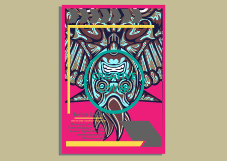 creative display layouts design with Mask as modeling and using pop art coloringのイラスト素材