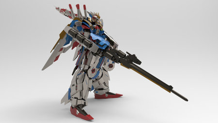 3d rendering of a mech standing on a white backgroundのeditorial素材
