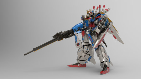 3d rendering of a mech standing on a white backgroundのeditorial素材