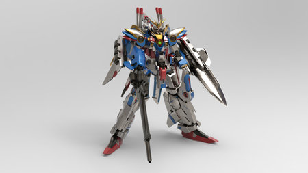 3d rendering of a mech standing on a white backgroundのeditorial素材