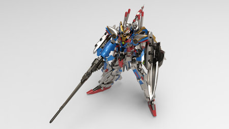 3d rendering of a mech standing on a white backgroundのeditorial素材