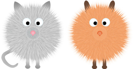 Cat and Dog, Fluffy, Cartoon. Illustration.のイラスト素材