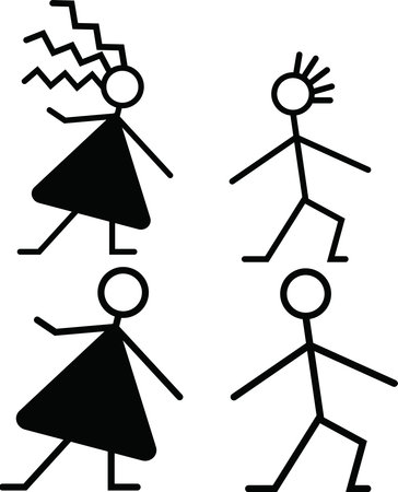 Black silhouette of dancing people, vectorの写真素材