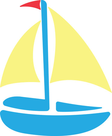 Ship. Cute childish boat with sails, icon or pictogramの写真素材