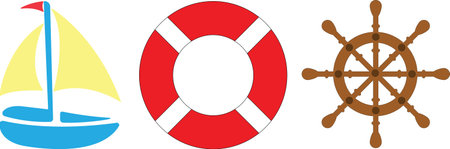 Morse motifs pictogram. Icon ship, lifebuoy, helm.の写真素材