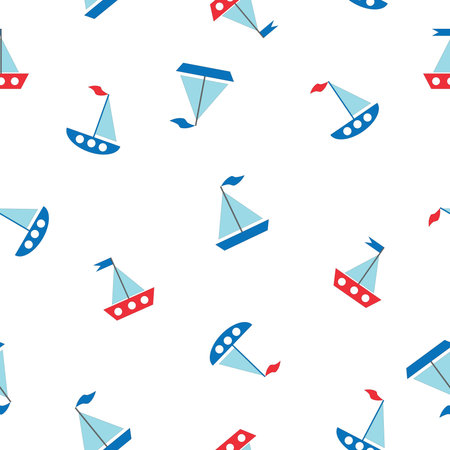 Pattern - cute ships in pastel shades. For textile, cards, background.の写真素材